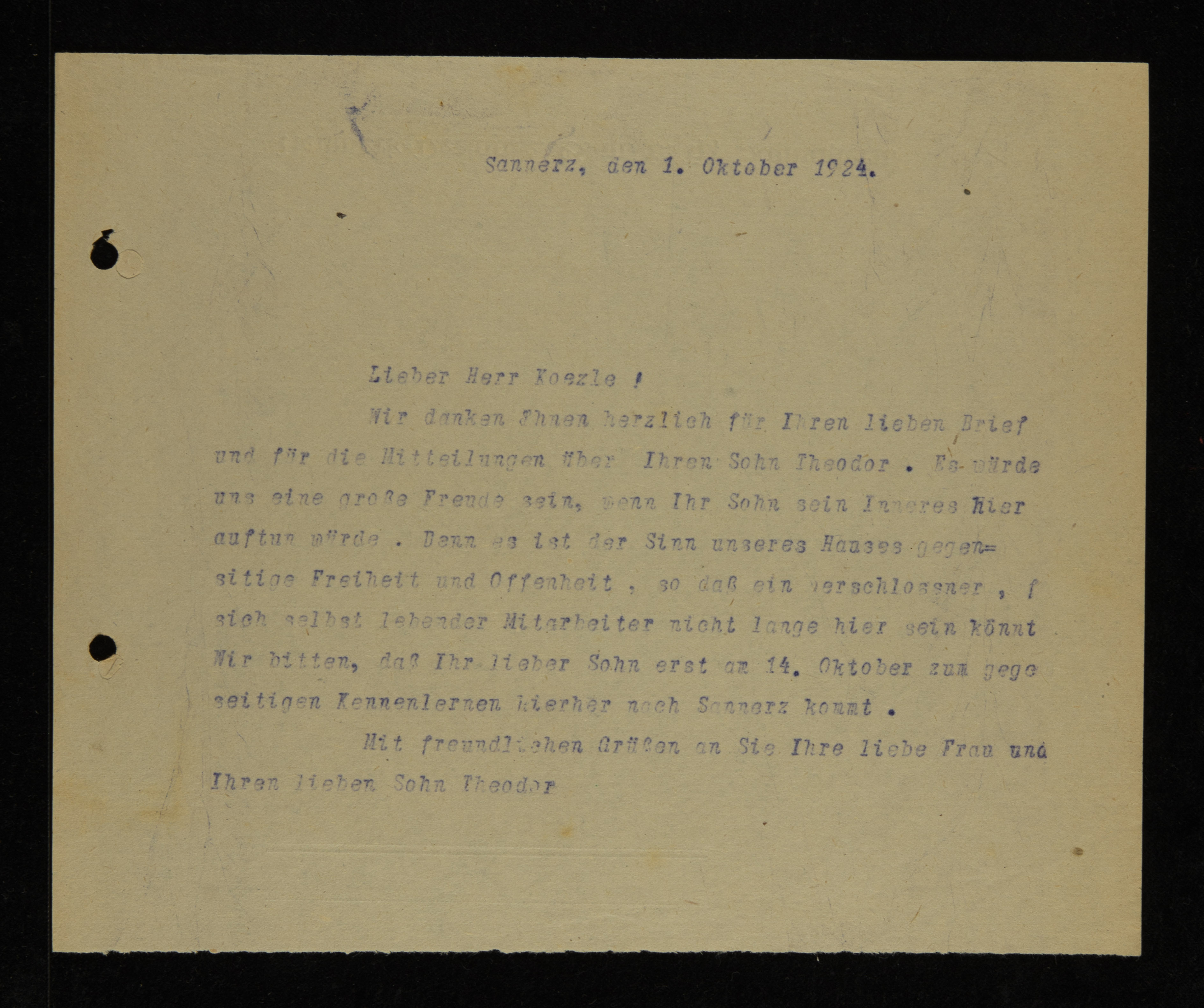 Correspondence, October 1924 (1)