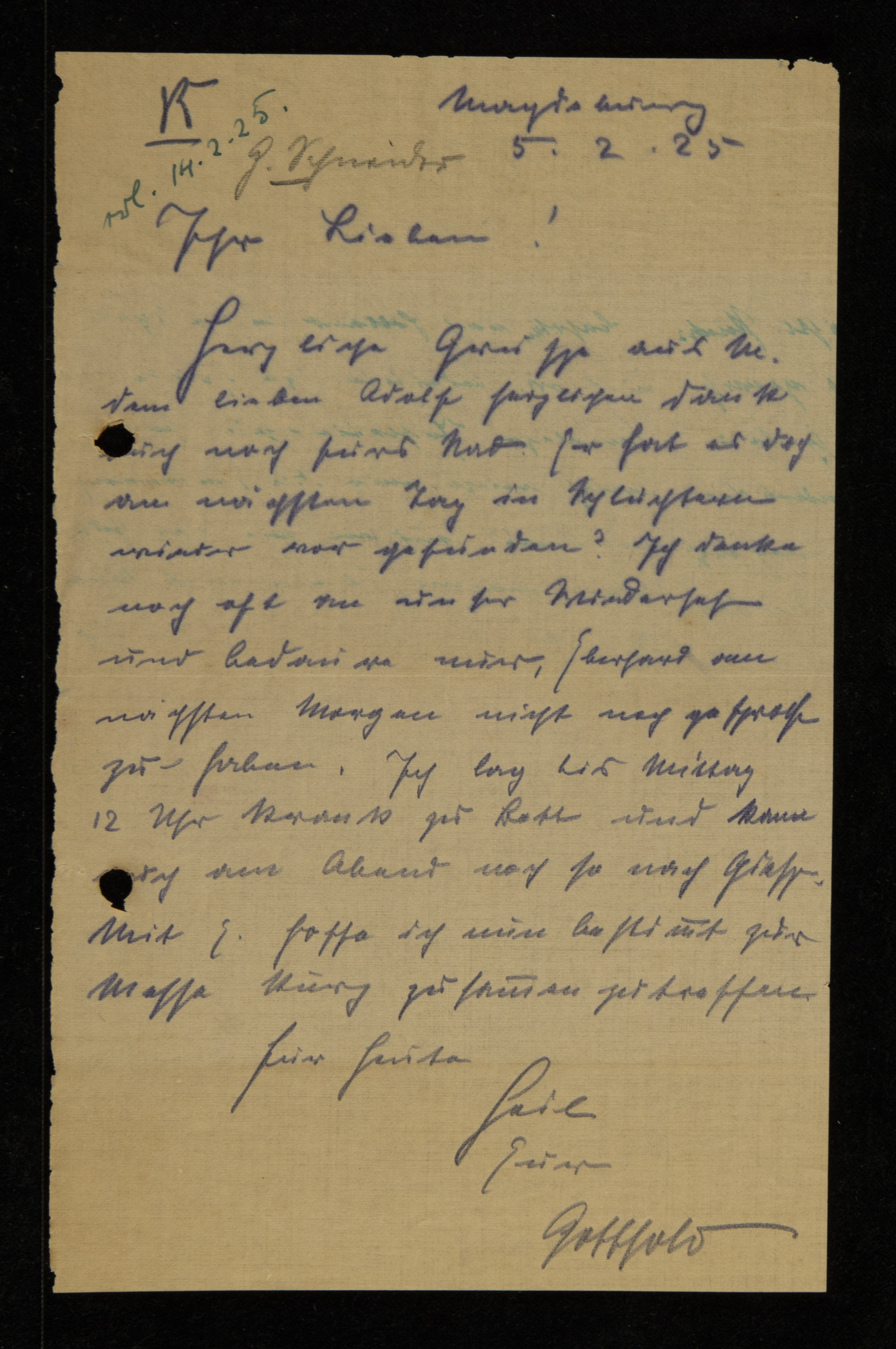 1925 Correspondence, February